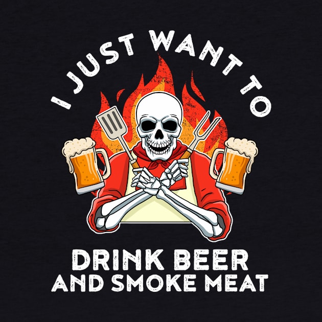 Drink Beer And Smoke Meat Funny BBQ Gift by CatRobot